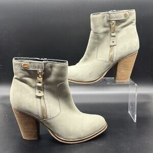 ALDO olenalla side zippeer chunky heel nubuck leather ankle booties womens 7.5